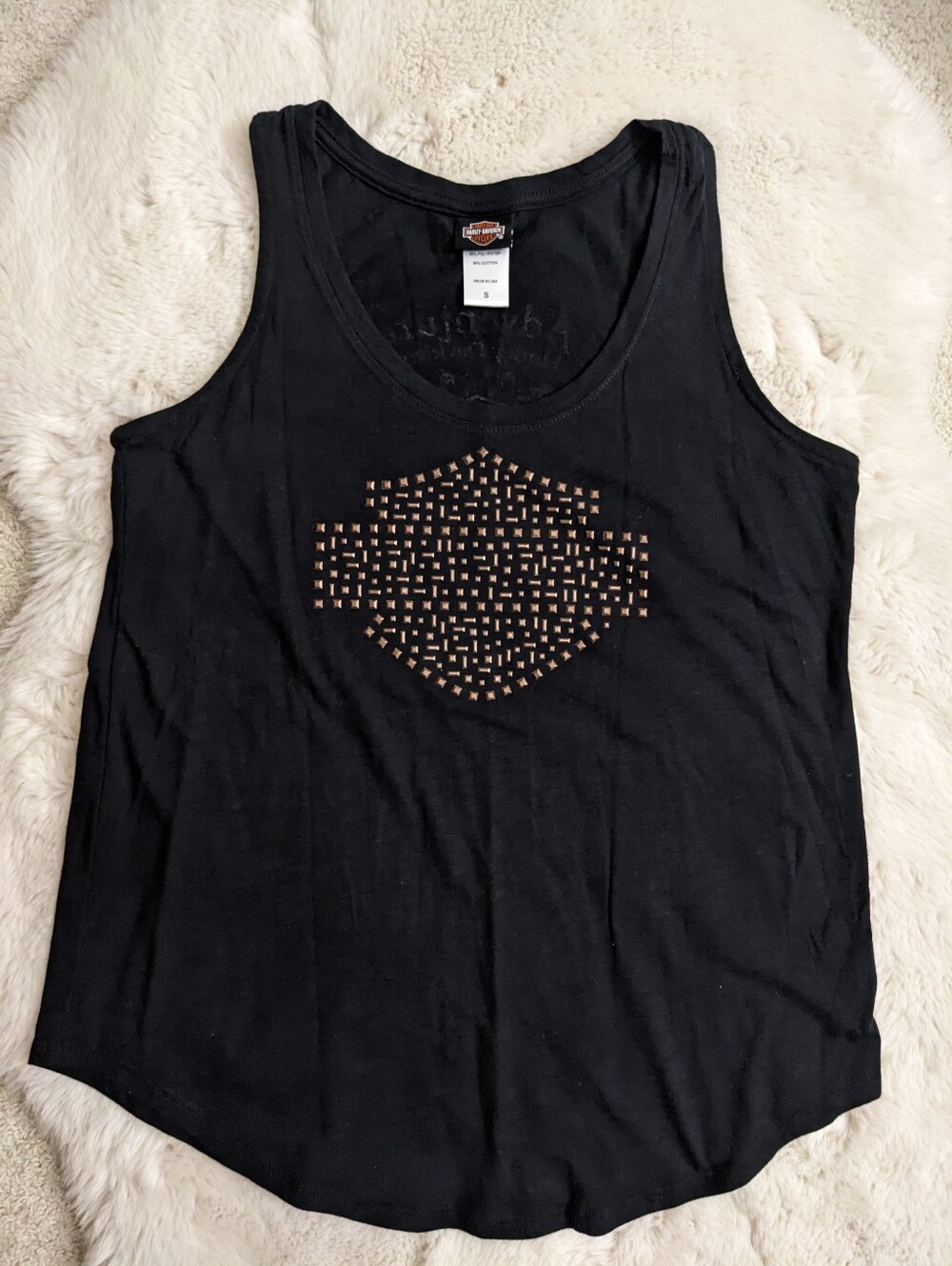 Harley-Davidson Women's Black Studded Logo Tank Top Small Dover Ohio USA